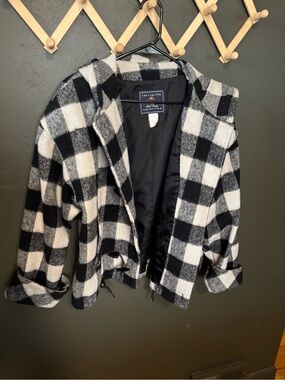 VINTAGE 1992-1993 The Limited Collection Black&White Buffalo Plaid Hooded Jacket